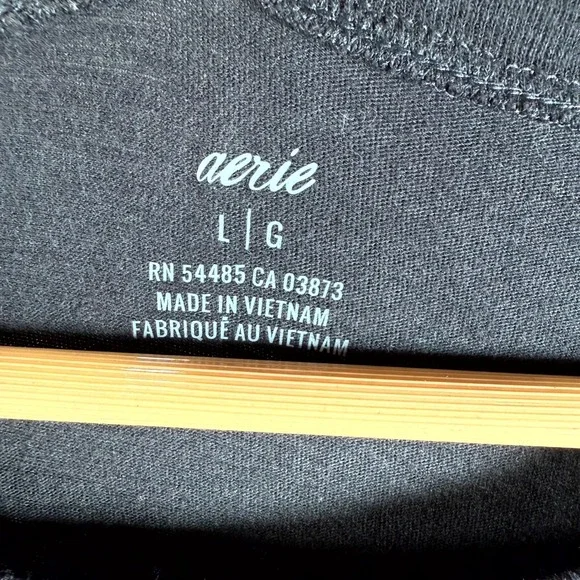 Aerie Sheath Dress Women's Large Black Round Neck Side Tie Long Sleeve Pullover - Picture 4 of 9